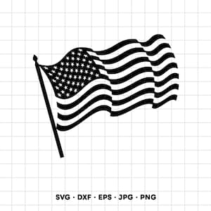 USA Waving Flag SVG Clipart PNG Cricut Silhouette (Instant Digital Download)