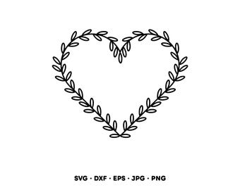 Laurel Heart SVG Clipart PNG Cricut Silhouette (Instant Digital Download)