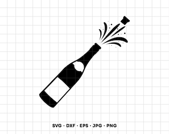 Champagne Bottle SVG Clipart PNG Cricut Silhouette (Instant Digital Download)