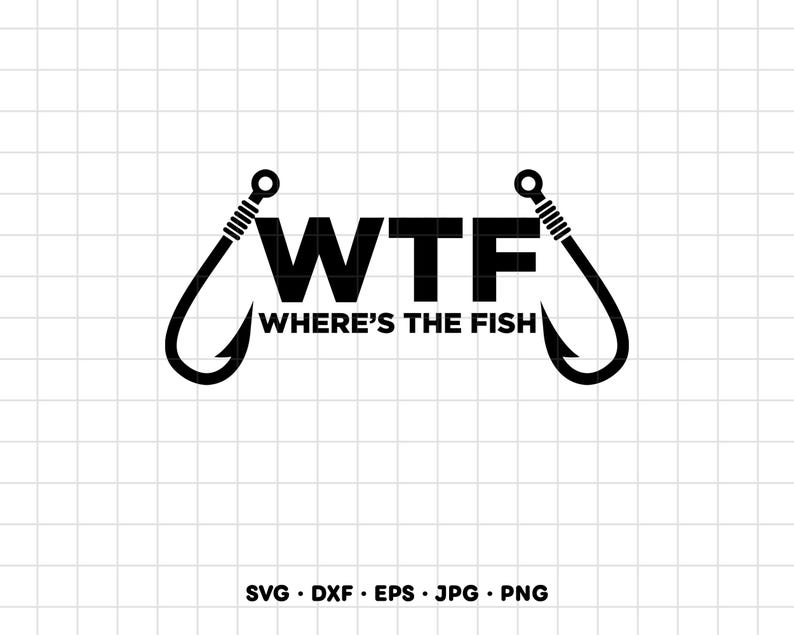 Where's The Fish SVG Clipart PNG Cricut Silhouette (Instant Digital Download) image 1
