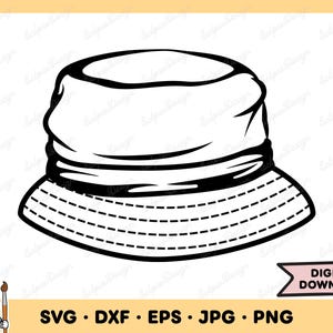 Bucket Hat SVG Bucket Hat Clip Art Bucket Hat Cut File Silhouette Instant Digital Download