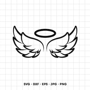 Angel Wings Halo SVG Clipart PNG Cricut Silhouette (Instant Digital Download)