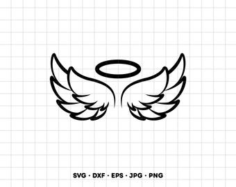 Angel Wings Halo SVG Clipart PNG Cricut Silhouette (Instant Digital Download)