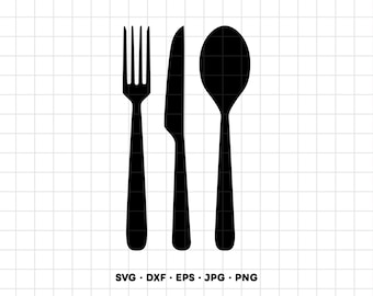 Fork Knife Spoon Cutlery SVG Clipart PNG Cricut Silhouette (Instant Digital Download)
