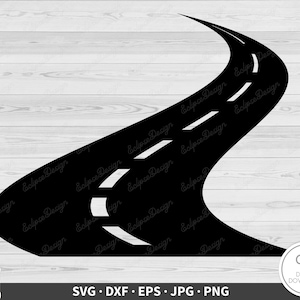 道路の急カーブ SVG 運転クリップ アート カット ファイル シルエット インスタント デジタル ダウンロード dxf eps png jpg