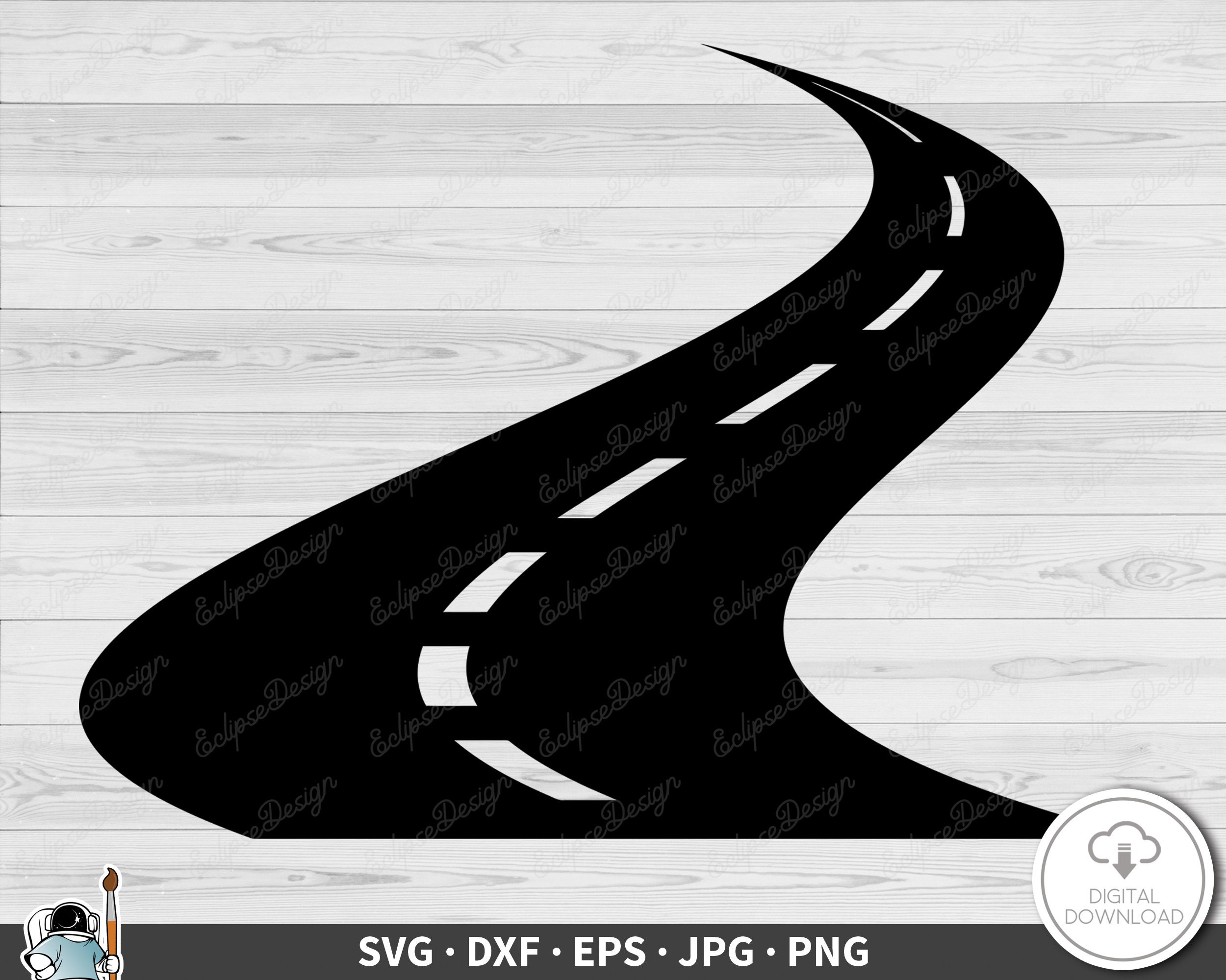 Road Swerve SVG Driving Clip Art Cut File Silhouette Instant Digital Download