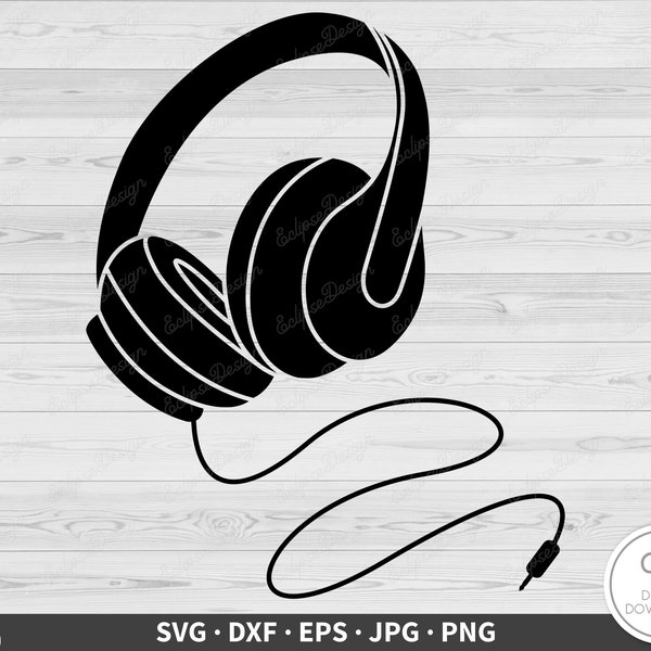 Headphones SVG • Clip Art Cut File Silhouette dxf eps png jpg • Instant Digital Download