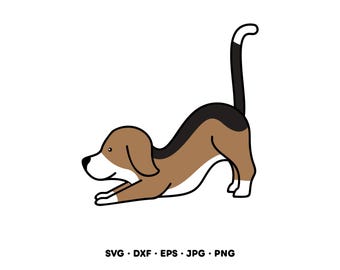 Nedåtgående hundyoga SVG Clipart PNG (Digital nedladdning direkt)