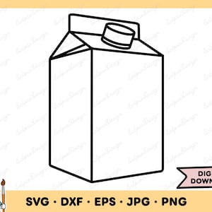 Milk Carton SVG Milk Carton PNG Juice Clip Art Cut File Silhouette Instant Digital Download