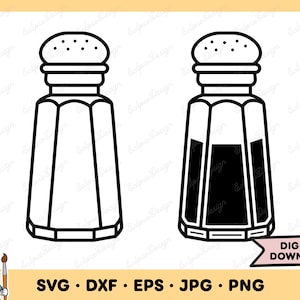 Salt and Pepper Shaker SVG Salt PNG Pepper PNG Salt Clip Art Cut File Silhouette Instant Digital Download