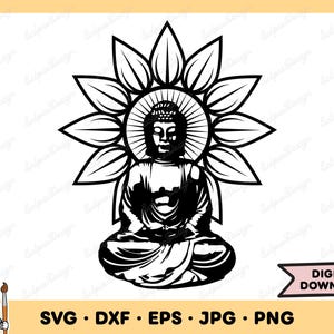 Buddha Lotus Meditation SVG Buddha Clip Art Buddha SVG Cut File Silhouette Instant Digital Download