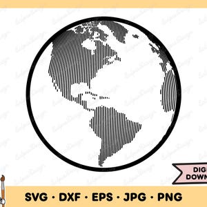 Planet Earth SVG Earth PNG Globe Clip Art Cut File Silhouette Instant Digital Download