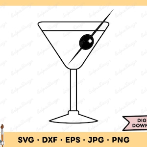 Martini Icon SVG Martini PNG Martini Clip Art Cut File Silhouette Instant Digital Download