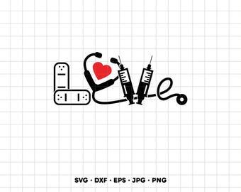 Love Nurse RN SVG Clipart PNG Cricut Silhouette (Instant Digital Download)