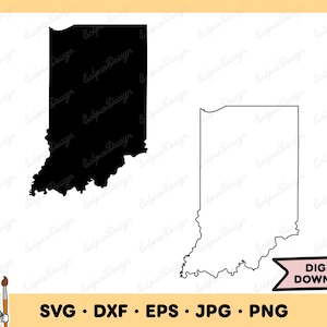 Indiana SVG Indiana PNG State Indiana Clip Art Cut File Silhouette Instant Digital Download