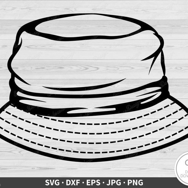 Bucket Hat SVG • Clip Art Cut File Silhouette dxf eps png jpg • Instant Digital Download