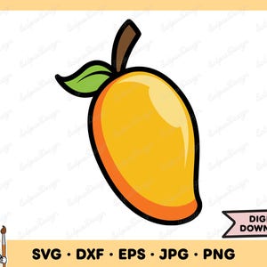 Mango Fruit SVG Mango PNG Mango Clip Art Cut File Silhouette Instant Digital Download
