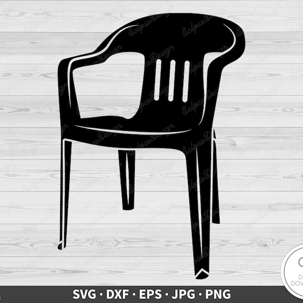 Chaise de jardin en plastique SVG • Clip Art coupe fichier Silhouette dxf eps png jpg • téléchargement numérique instantané