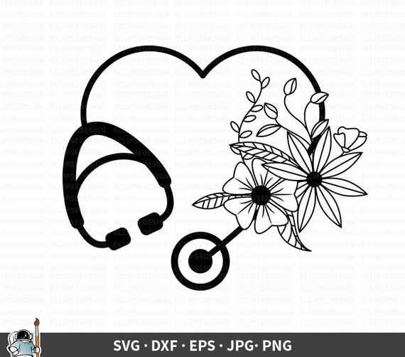 Download Stethoscope Flower Svg Stethoscope Vector Stethoscope Clipart Nurse Cricut Nurse Cut File Doctor Silhouette Doctor Svg