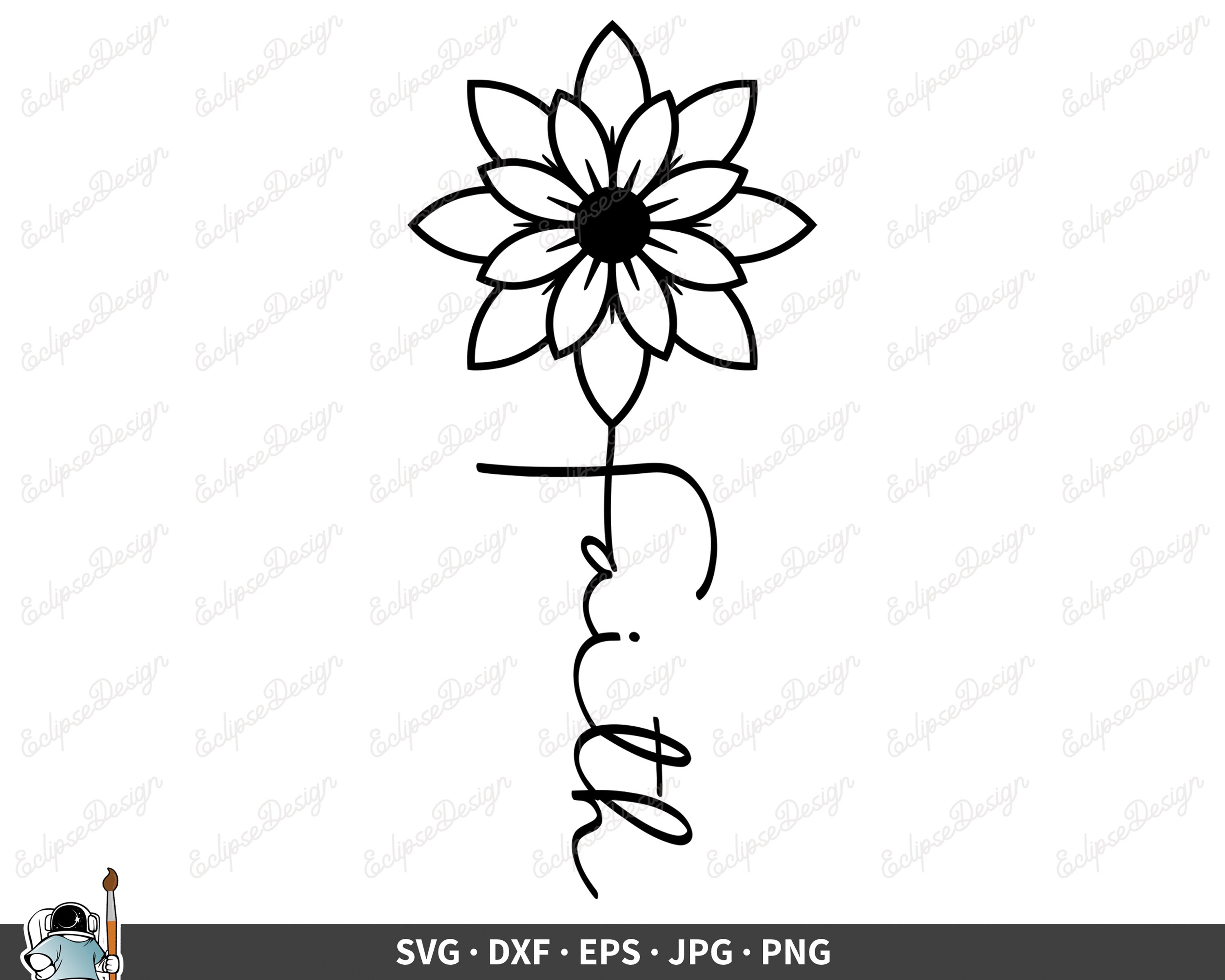 Faith With Flower SVG Cut File, Faith SVG Instant Download