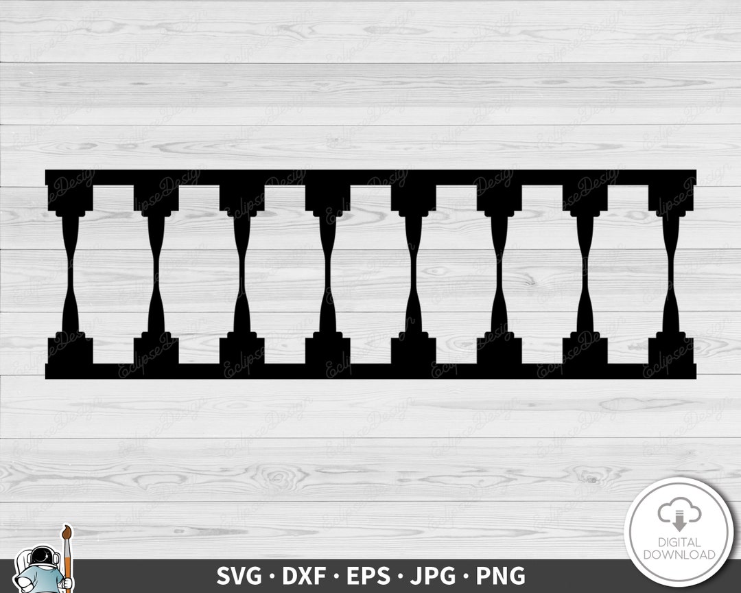 Stair Railing SVG Clip Art Cut File Silhouette Instant Digital Download ...