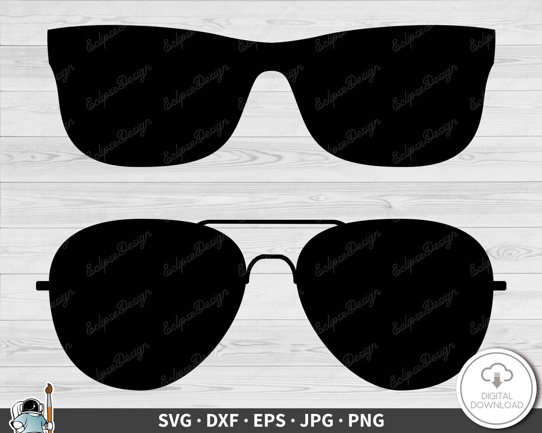 Sunglasses SVG Aviator Clip Art Cut File Silhouette Dxf Eps Png Jpg