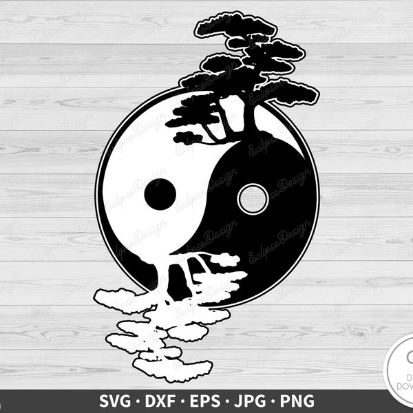 Bonsai Yin Yang SVG • Clip Art Cut File Silhouette dxf eps png jpg • Download digitale istantaneo