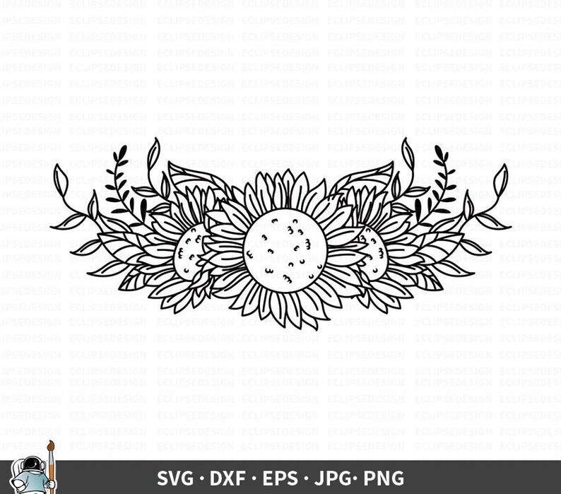 Sunflower Line Svg Sunflower Silhouette Sunflower Vector Flowers Cricut Flowers Cut File Sunflower Clipart Floral Svg Eps Png Dxf Jpg Clip Art Art Collectibles Sultraline Id