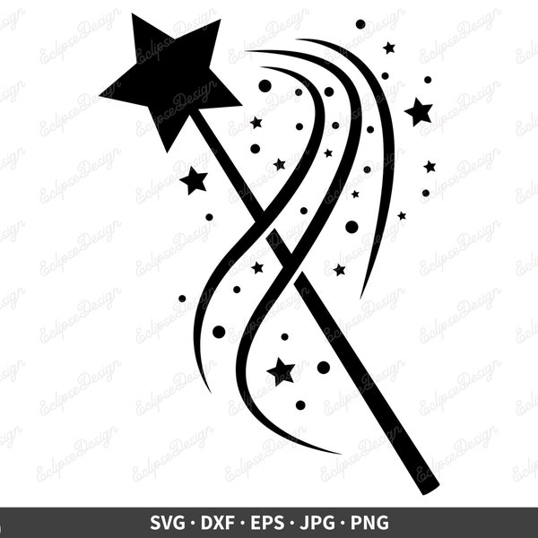 Magic Wand SVG Magic Wand Vector Magic Wand Clipart Magic Wand Cricut Magic Wand Cut File Magic Silhouette Fairy svg dxf eps png jpg