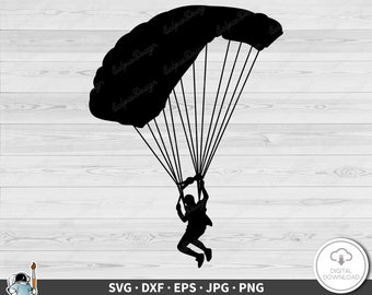 Parachute SVG • Skydiving Clip Art Cut File Silhouette dxf eps png jpg • Instant Digital Download