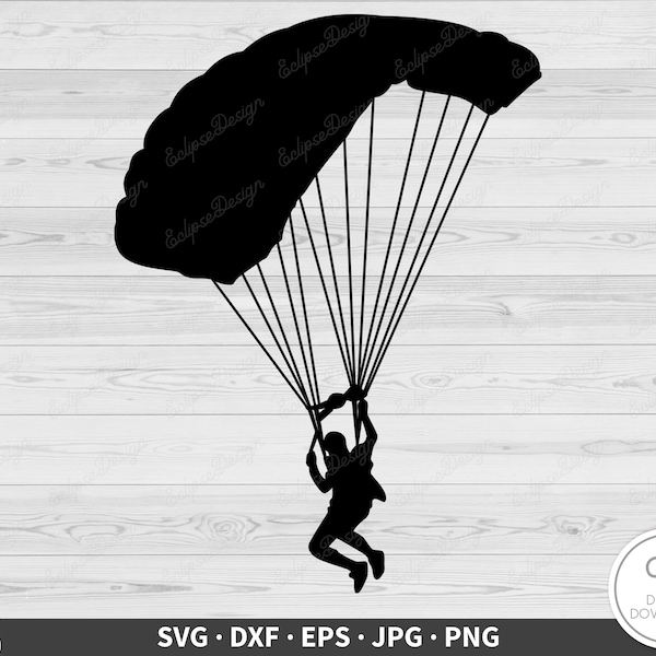 Parachute SVG • Parachutisme Clip Art Cut File Silhouette dxf eps png jpg • Téléchargement numérique instantané