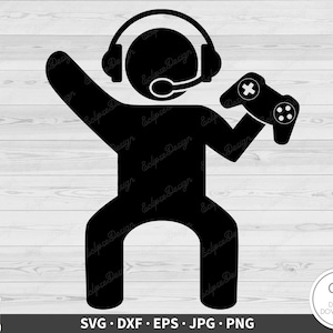 Videospiel Gamer SVG Clip Art Cut Datei Silhouette Sofortiger digitaler Download dxf eps png jpg