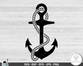 Anchor SVG • Boat Clip Art Cut File Silhouette dxf eps png jpg • Instant Digital Download