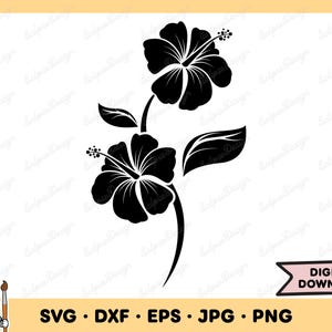 Hibiscus Flower SVG Hibiscus PNG Hibiscus Clip Art Cut File Silhouette Instant Digital Download