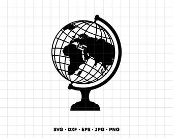 Globe World SVG Clipart PNG Cricut Silhouette (Instant Digital Download)