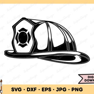 Firefighter Helmet SVG Firefighter Clip Art Firefighter SVG Cut File Silhouette Instant Digital Download
