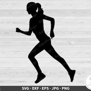 Running Girl SVG Runner Clip Art Cut File Silhouette Instant Digital Download