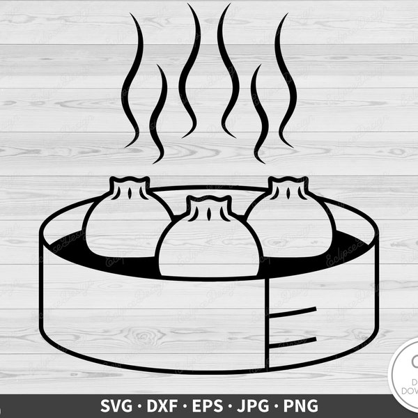 Soup Dumplings SVG • Steamed Food Clip Art Cut File Silhouette dxf eps png jpg • Instant Digital Download