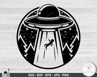 Alien Abduction SVG • Clip Art Cut File Silhouette dxf eps png jpg • Instant Digital Download