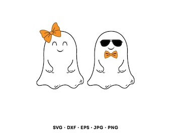 Cute Ghosts Halloween SVG Clipart PNG Cricut Silhouette (Instant Digital Download)