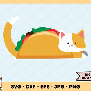 Taco Cat SVG Taco Cat PNG Taco Cat Clip Art Cut File Silhouette Instant Digital Download
