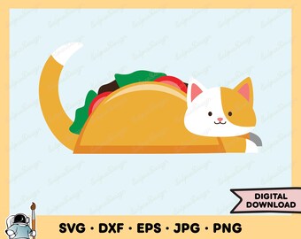 Taco Cat SVG Clipart PNG (Instant Digital Download)