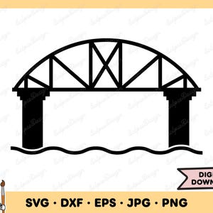 Bridge Over Water SVG Bridge Clip Art Bridge SVG Cut File Silhouette Instant Digital Download