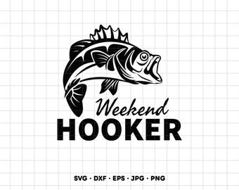 Bass Fishing Weekend Hooker SVG Clipart PNG Cricut Silhouette (Instant Digital Download)