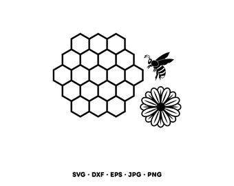 Honeycomb Bee SVG Clipart PNG Cricut Silhouette (Instant Digital Download)