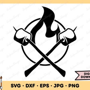 Imágenes prediseñadas SVG PNG de malvaviscos para fogata de s'mores (descarga digital instantánea)