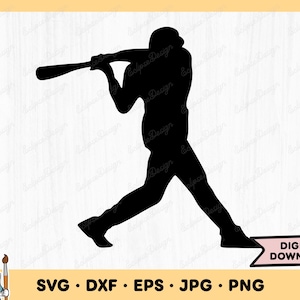 Baseball Swing SVG Baseball Clip Art Baseball Cut File Baseball SVG Silhouette Instant Digital Download