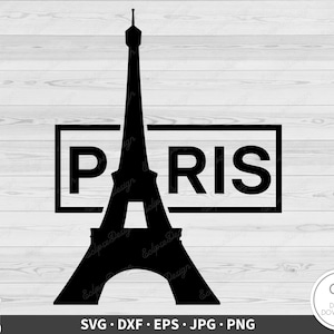 Paris France Eiffel Tower SVG Clip Art Cut File Silhouette Instant Digital Download