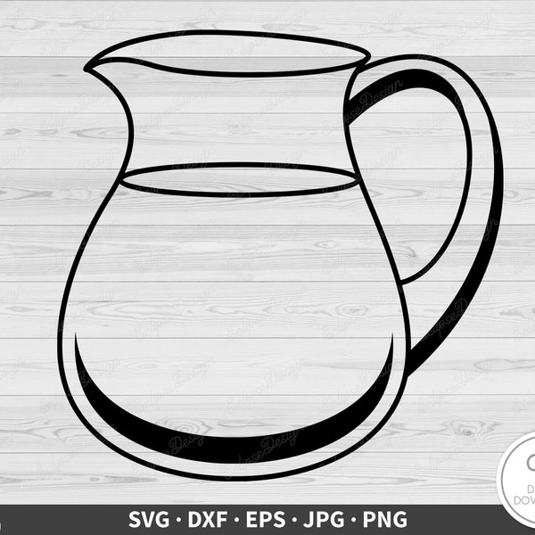 Water Pitcher SVG • Lemonade Clip Art Cut File Silhouette dxf eps png jpg • Instant Digital Download