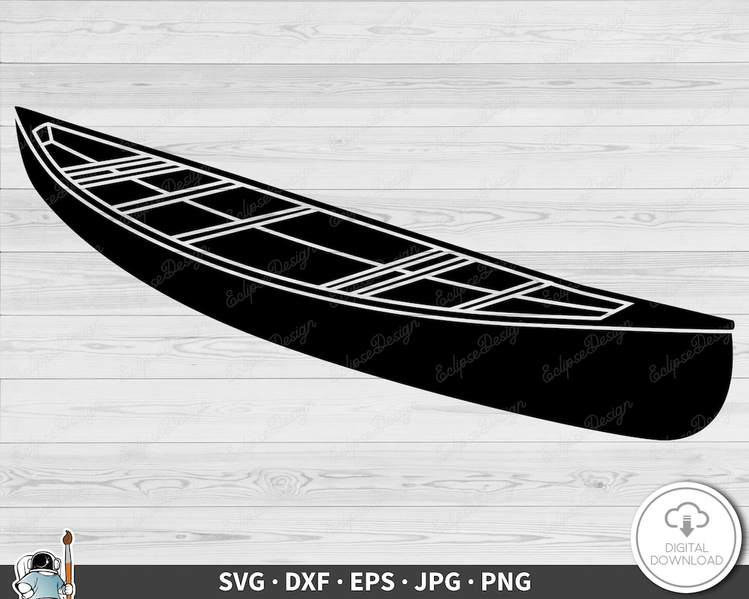 Canoe SVG Boat Clip Art Cut File Silhouette Dxf Eps Png Jpg Instant